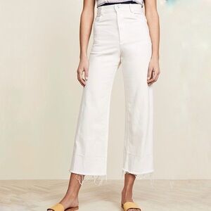 RACHEL COMEY WHITE RAW CUT WHITE DENIM WIDE LEG ANKLE JEANS LEGION STYLE 2